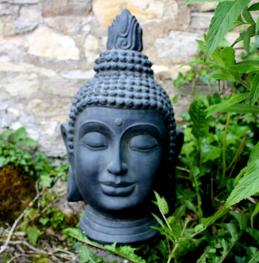 BUDDHA HEAD STONE EFFECT LARGE STATUE Garden Ornaments from Eleanoras