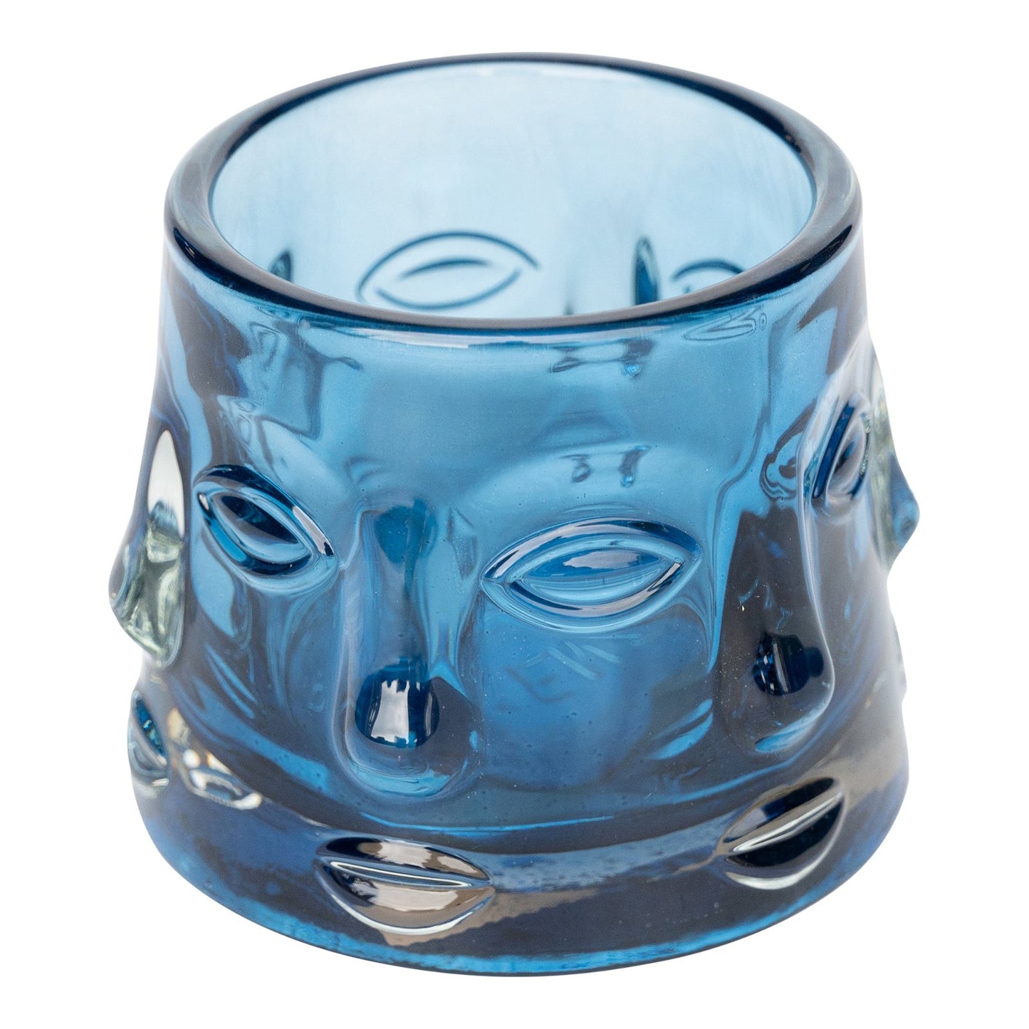 Eleanoras BLUE GLASS FACE CANDLE HOLDER CANDLE HOLDERS