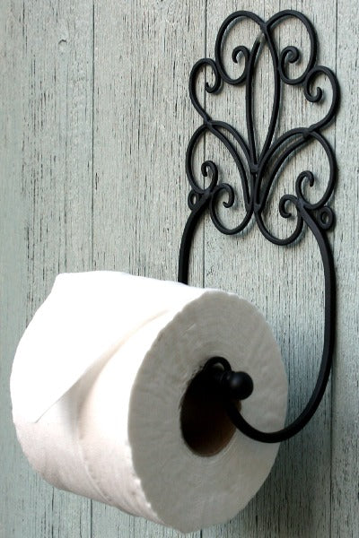 Black Scroll Wall Mounted Toilet Roll Holder  from Eleanoras