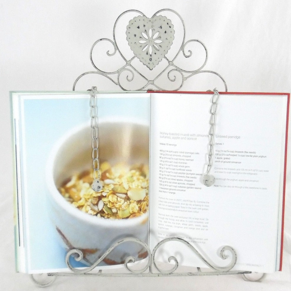 Eleanoras Grey Heart Cookery Book Holder 