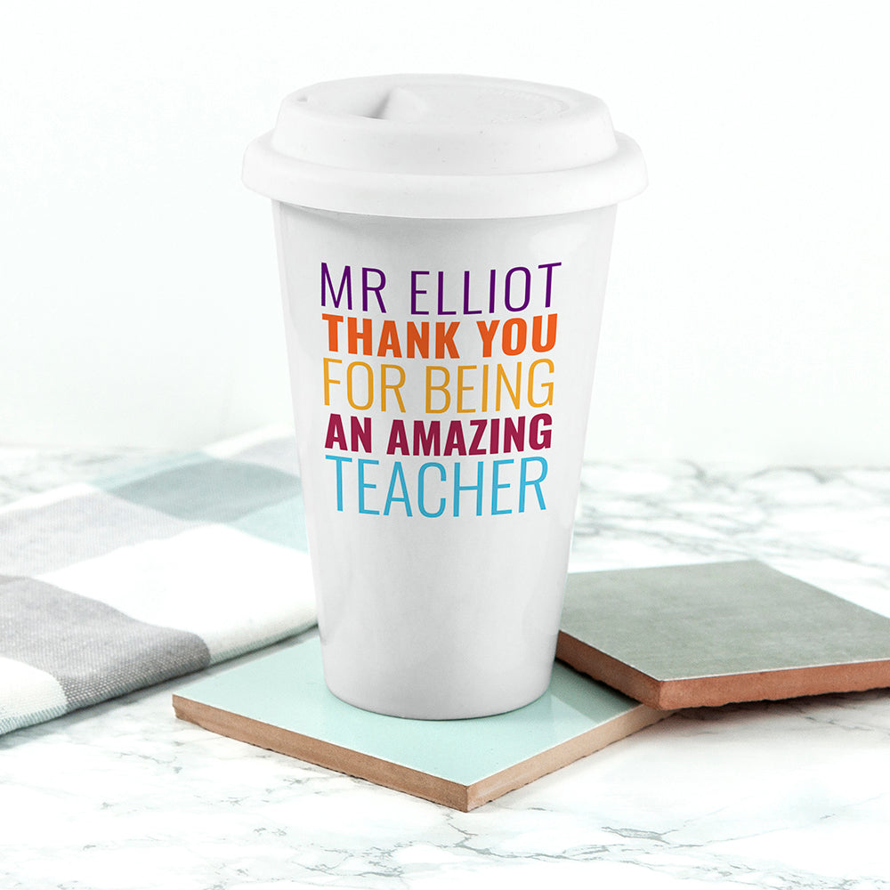 Eleanoras Thank You Teacher Personalised Travel Mug Travel Mugs