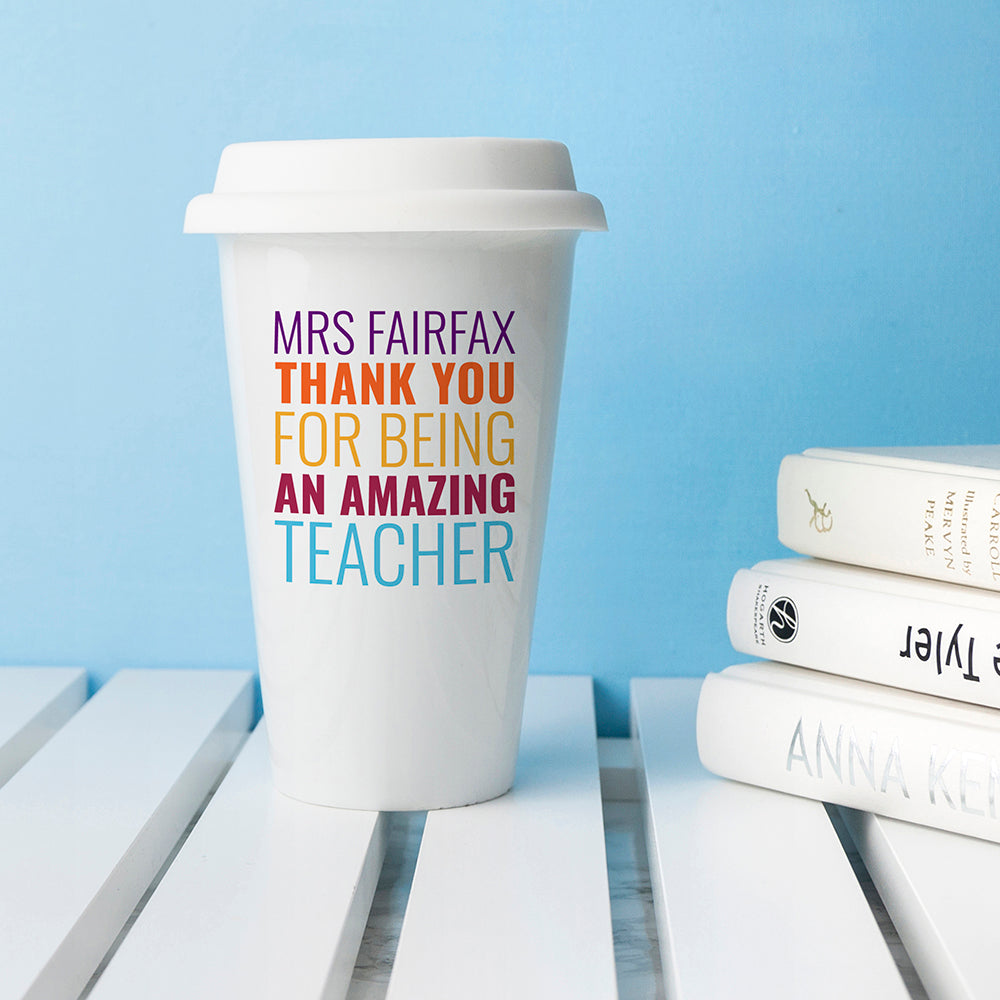 THANK YOU TEACHER PERSONALISED TRAVEL MUG