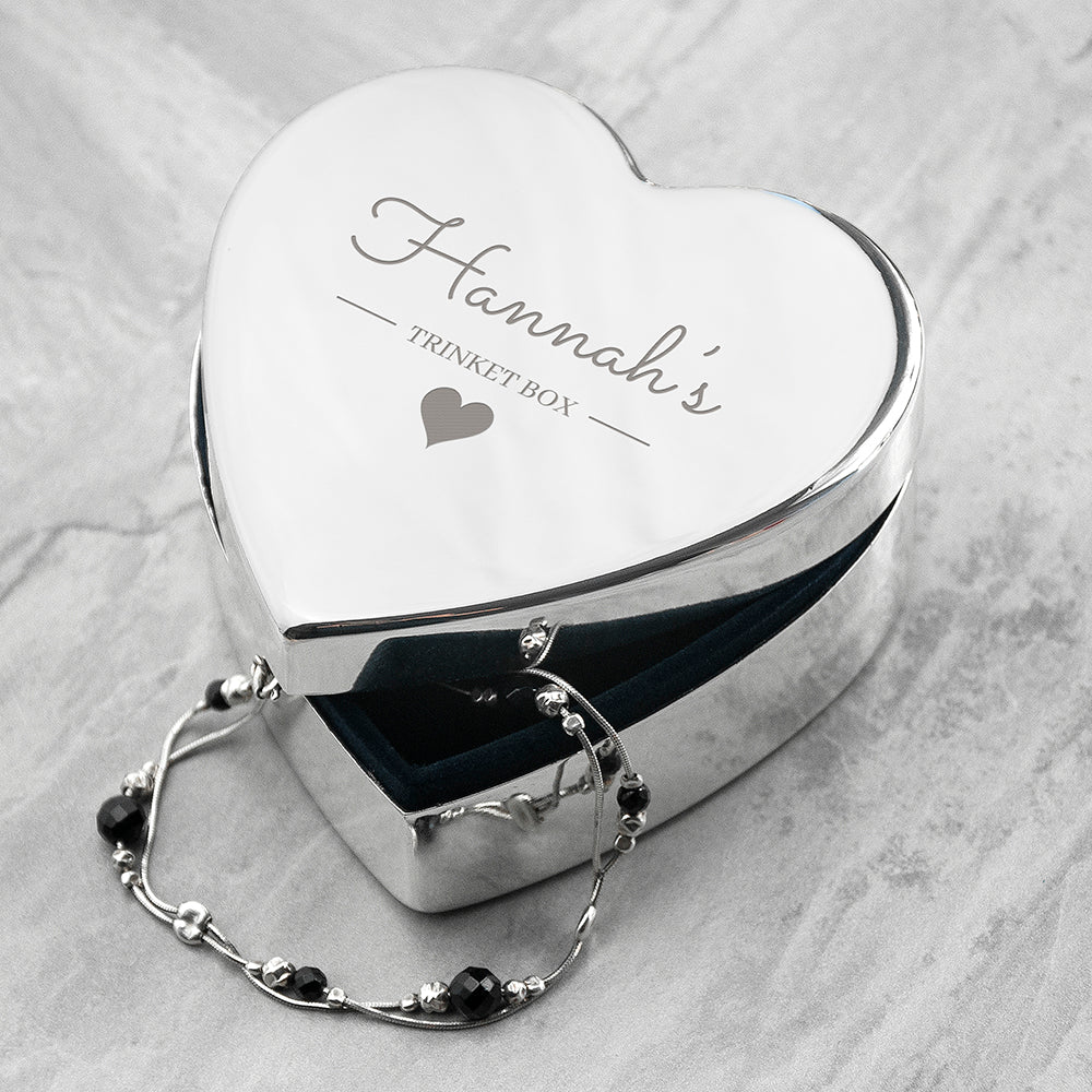 Eleanoras SILVER HEART PERSONALISED TRINKET BOX Jewellery Storage