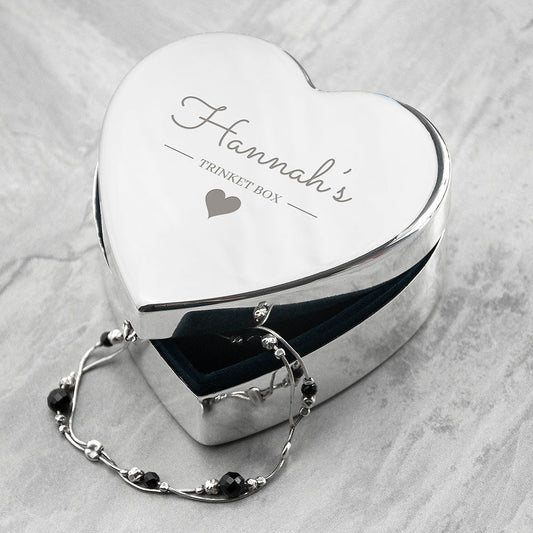 Personalised Silver Heart Trinket Box JEWELLERY STORAGE from Eleanoras