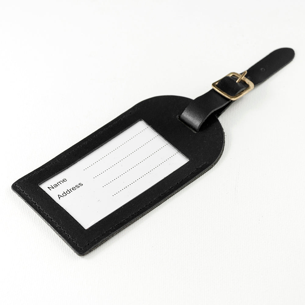 Eleanoras Personalised Black Foiled Leather Luggage Tag Luggage Tags
