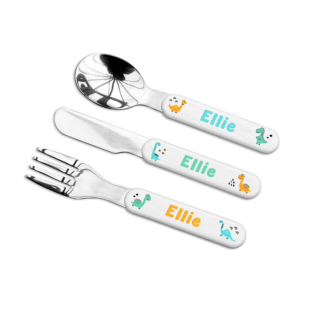Eleanoras Dinosaur Personalised Cutlery Set Cutlery