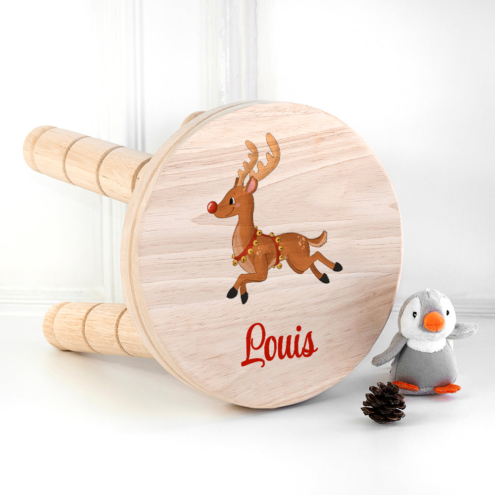 Eleanoras CHRISTMAS REINDEER PERSONALISED WOODEN STOOL Furniture