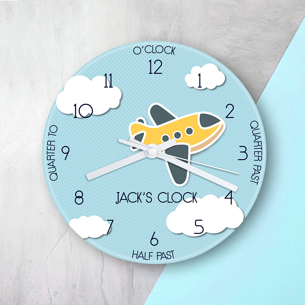 Eleanoras KIDS AEROPLANE PERSONALISED CLOCK Clocks