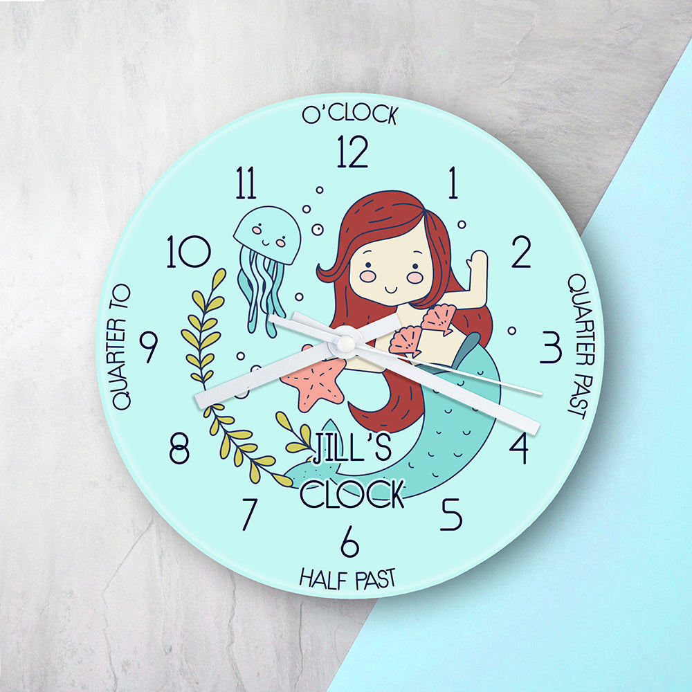 MERMAID PERSONALISED GLASS CLOCK