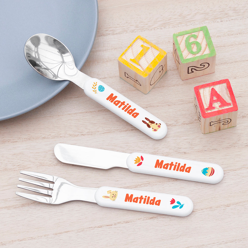 Eleanoras SPRING BUNNY PERSONALISED CUTLERY SET Cutlery