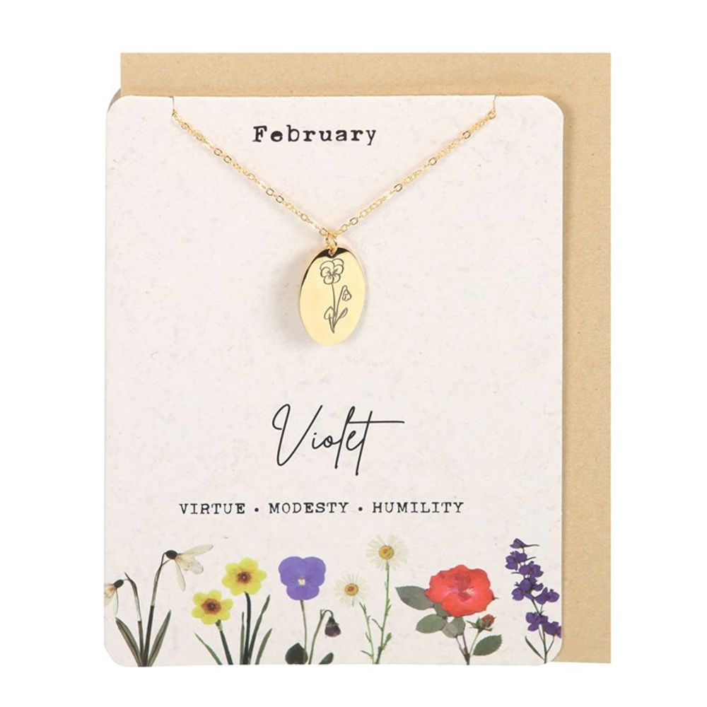 February Violet Birth Flower Necklace Card  from Eleanoras