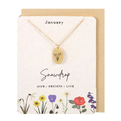 January Snowdrop Birth Flower Necklace Card  from Eleanoras