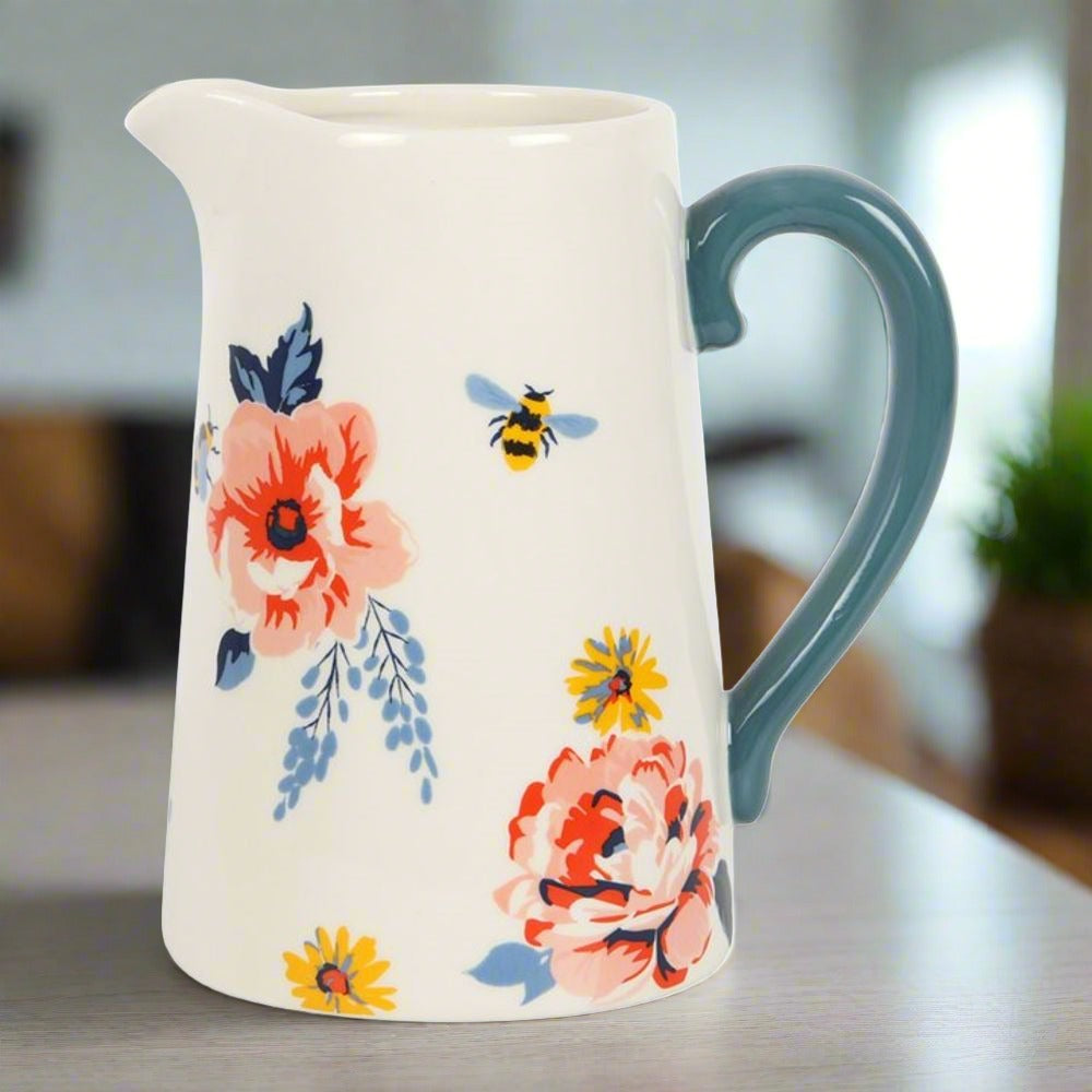 Eleanoras BEE-UTIFUL FLORAL CERAMIC FLOWER JUG Plant Pots