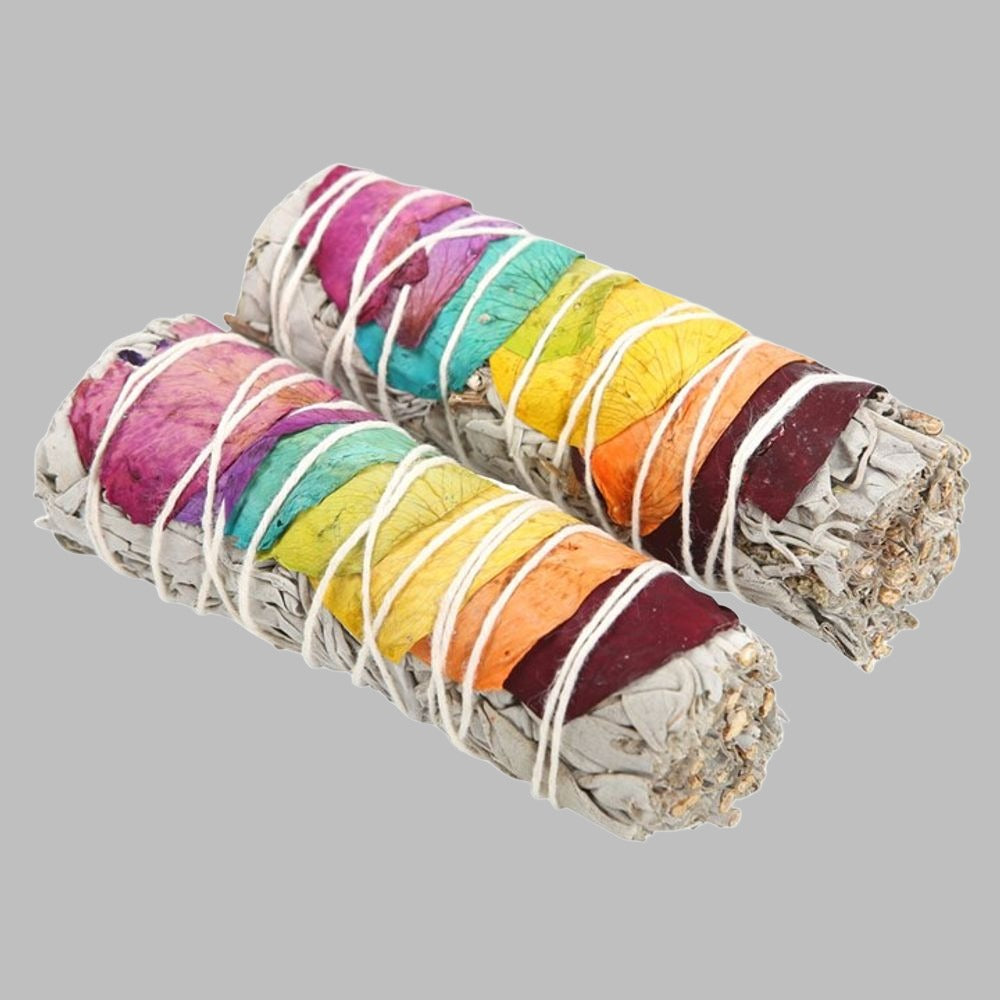 Eleanoras Rose Petal Sage Smudge Wands Set Of 2 Smudge Sticks and Bowls