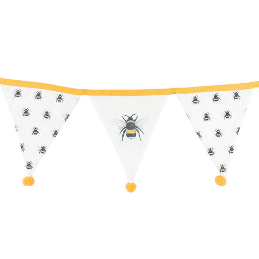 Eleanoras WHITE ALTERNATING BEE FABRIC BUNTING FLAGS, GARLANDS & BUNTING