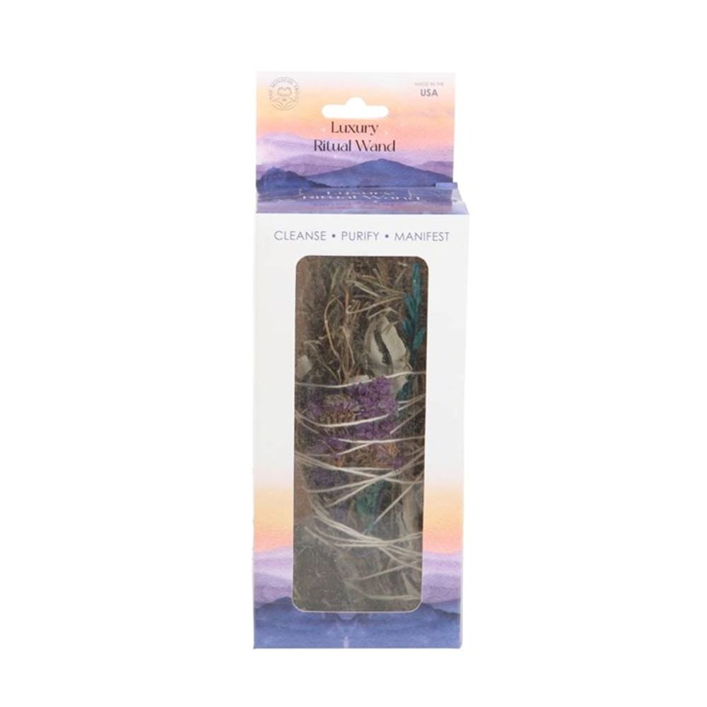 ROSEMARY, SAGE & ADVENTURINE RITUAL WAND SMUDGE STICK 6in