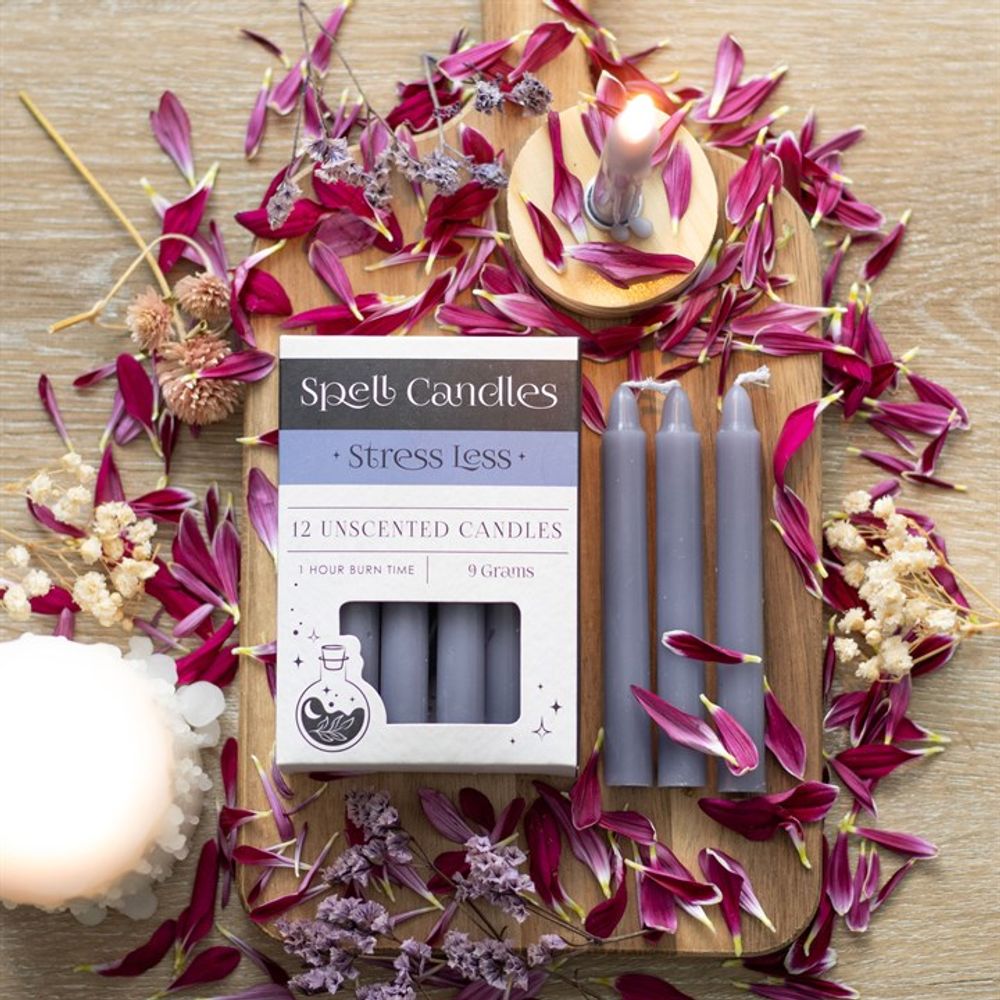 STRESS LESS PACK OF 12 SPELL CANDLES