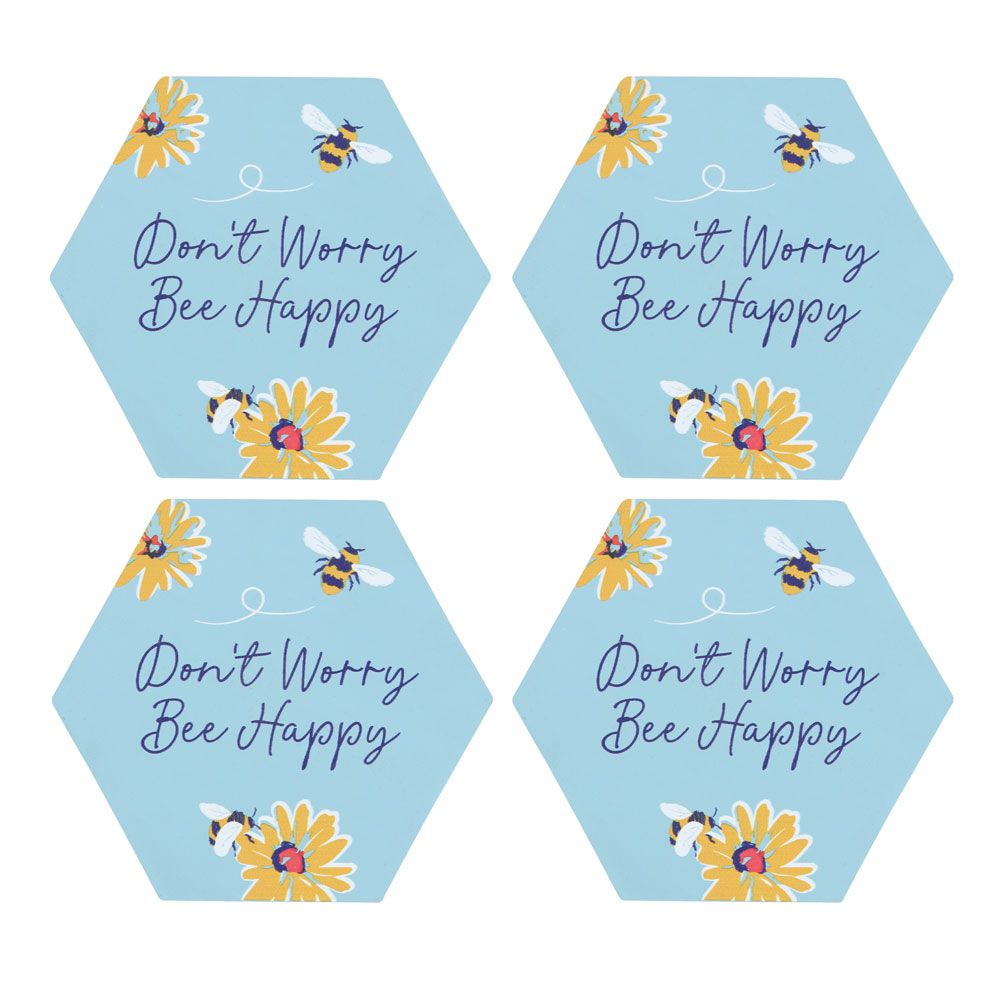 Eleanoras DON'T WORRY BE HAPPY COASTER SET Coasters