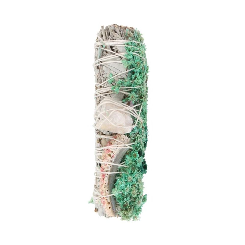 Eleanoras White Sage, Abalone & Quartz Ritual Wand Smudge Stick  6in Smudge Sticks