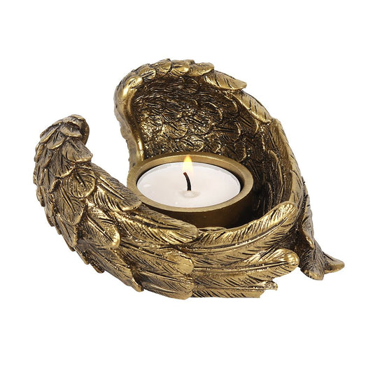 Antique Gold Angel Wing Tealight Candle Holder  from Eleanoras