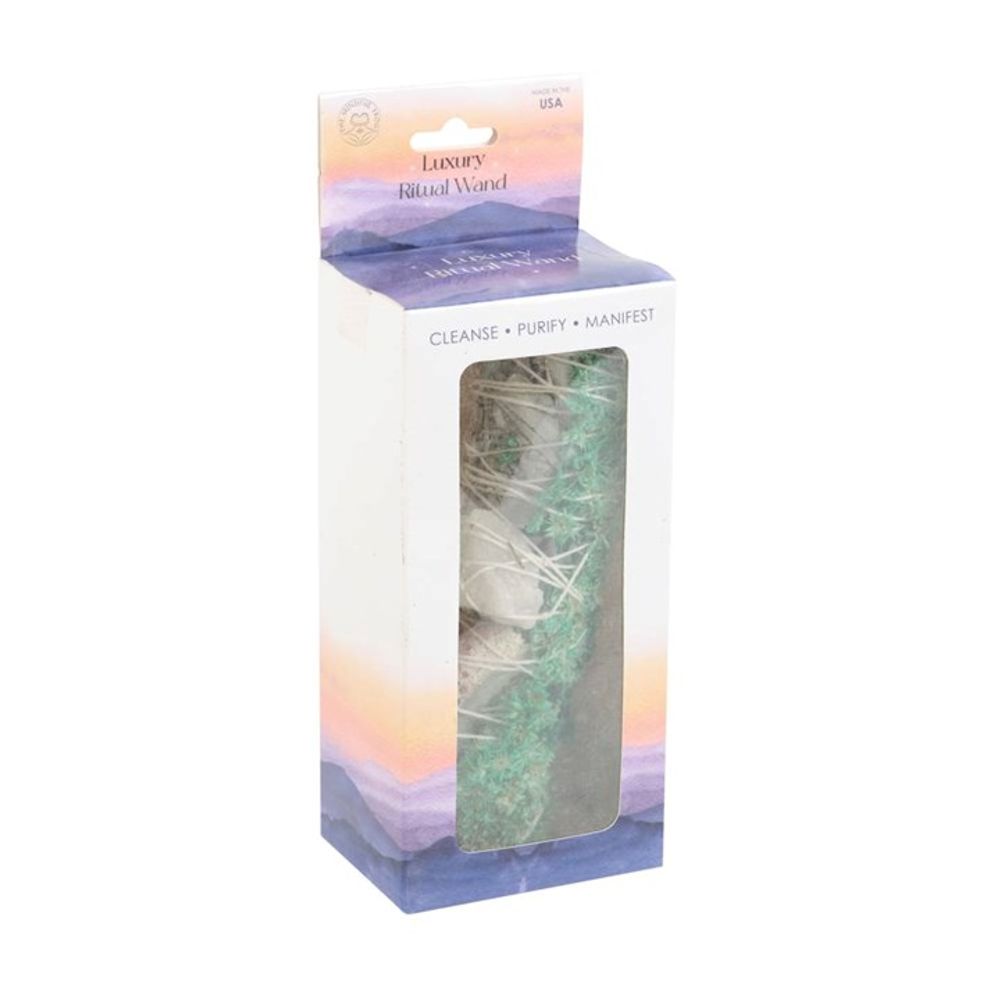 Eleanoras White Sage, Abalone & Quartz Ritual Wand Smudge Stick  6in Smudge Sticks