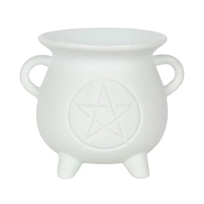 WHITE PENTAGRAM CAULDRON OIL BURNERS