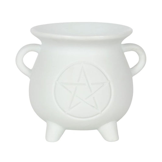 WHITE PENTAGRAM CAULDRON OIL BURNERS