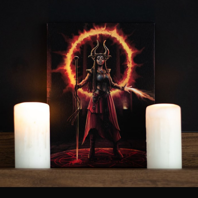 Eleanoras FIRE ELEMENT SORCERESS CANVAS PLAQUE BY ANNE STOKES Canvases