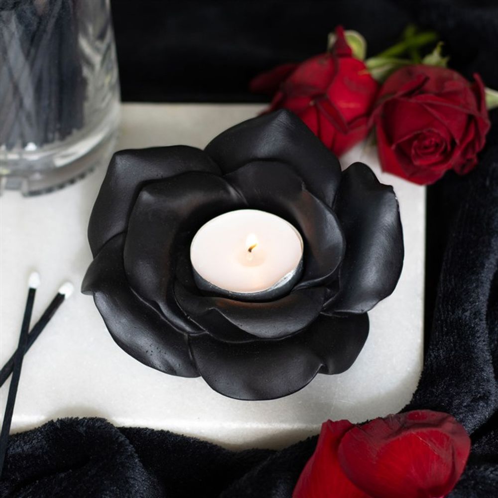 Eleanoras Black Rose Resin Tealight Candle Holder Candle Holders