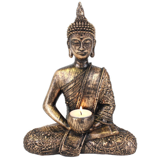 Eleanoras SITTING THAI BUDDHA TEALIGHT HOLDER CANDLE HOLDERS