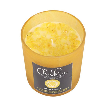 Eleanoras SOLAR PLEXUS CHAKRA LEMON CRYSTAL CHIP CANDLE CANDLES