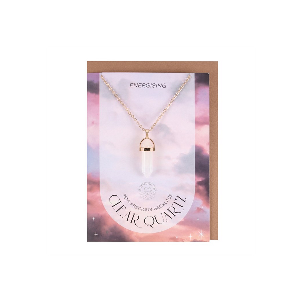 Eleanoras CLEAR QUARTZ CRYSTAL NECKLACE CARD JEWELLERY