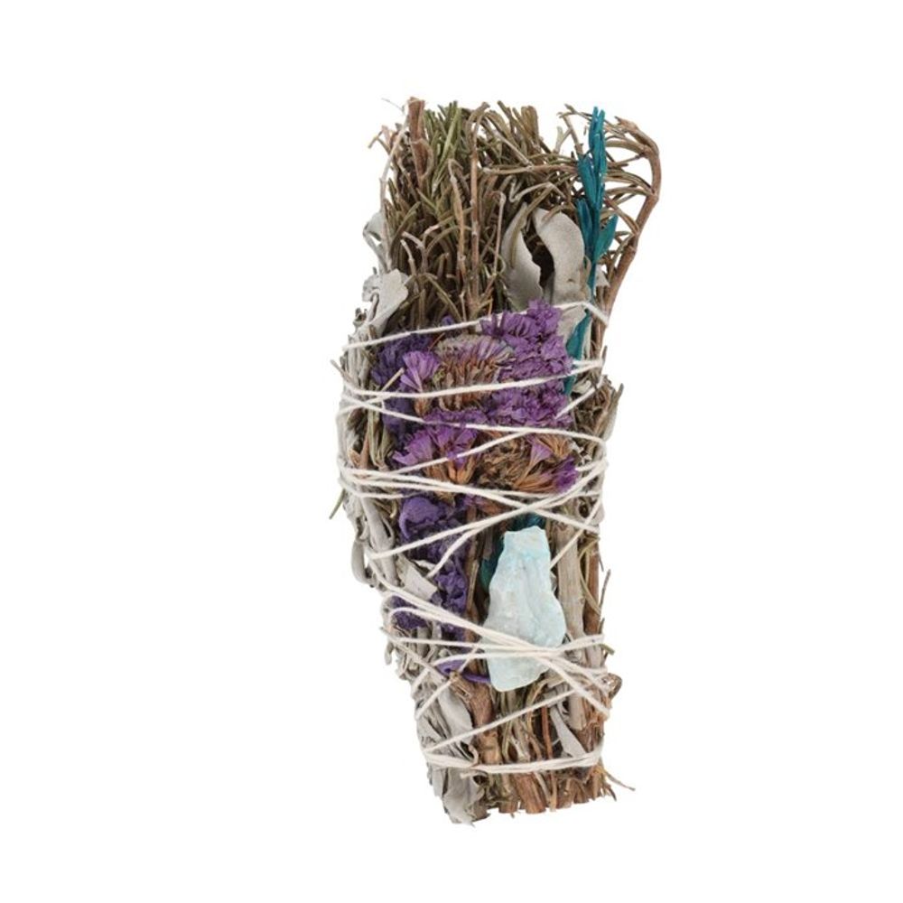 ROSEMARY, SAGE & ADVENTURINE RITUAL WAND SMUDGE STICK 6in