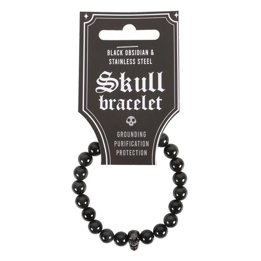 BLACK OBSIDIAN SKULL BRACELET JEWELLERY from Eleanoras