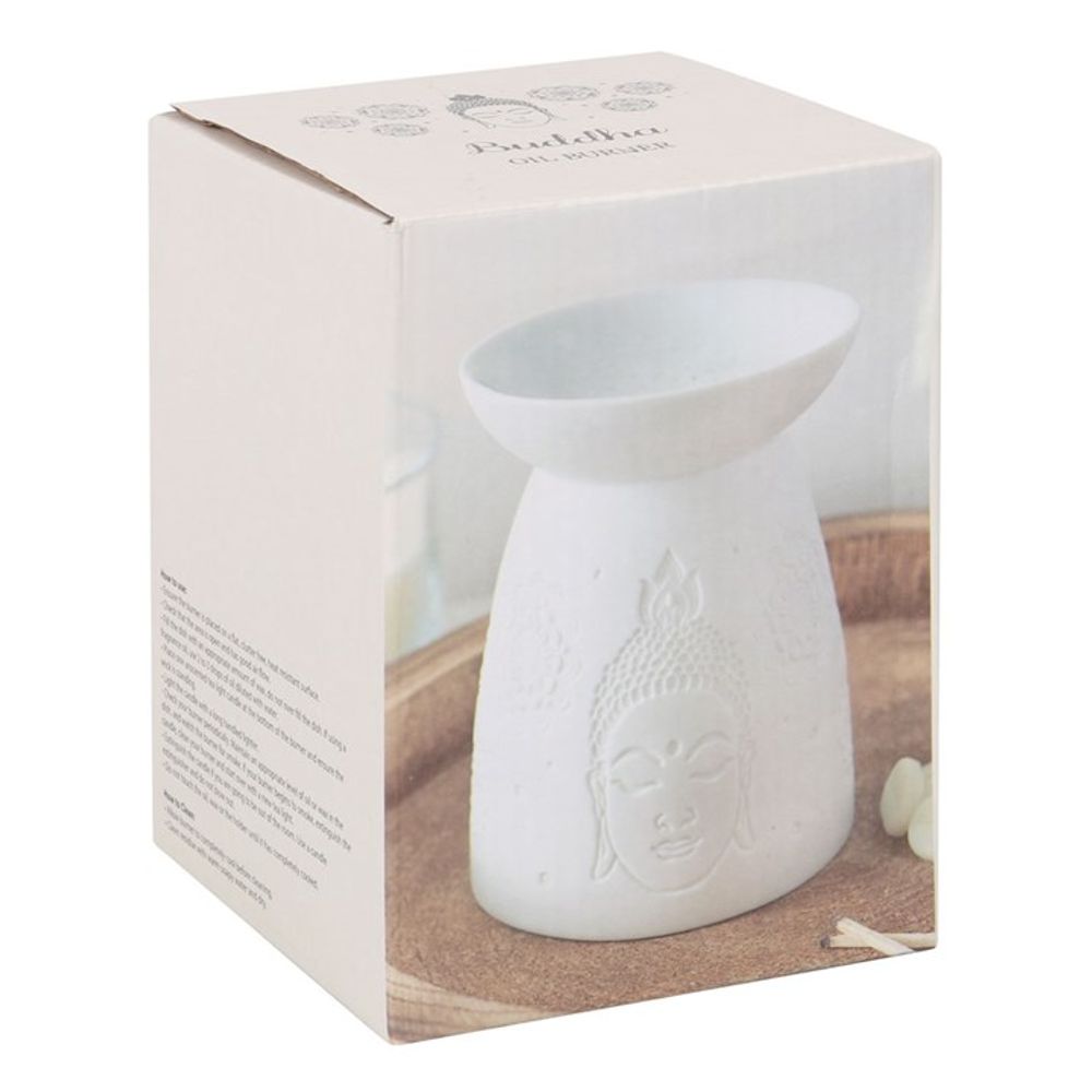 BUDDHA FACE WHITE CERAMIC OIL BURNER