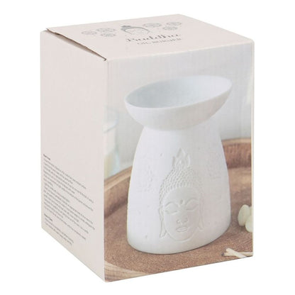 BUDDHA FACE WHITE CERAMIC OIL BURNER