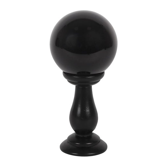 Eleanoras Small Black Crystal Ball on Stand 