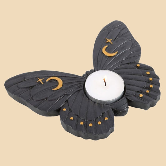 BLACK MOTH TEALIGHT CANDLE HOLDER