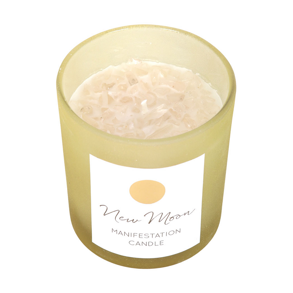 Eleanoras New Moon Wild Orange Manifestation Candle with Clear Quartz Candles