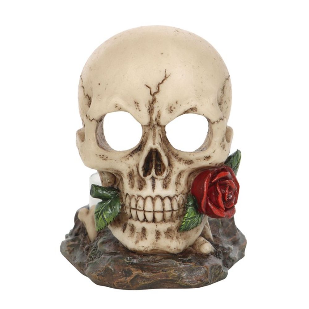 SKULL ROSE TEALIGHT HOLDER