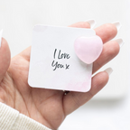 Eleanoras I LOVE YOU ROSE QUARTZ CRYSTAL HEART IN A BAG 