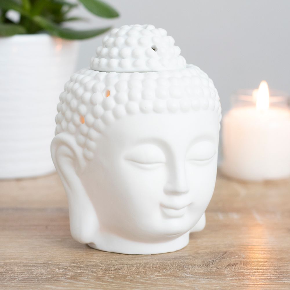 Eleanoras White Buddha Head Oil Burner Oil Burners