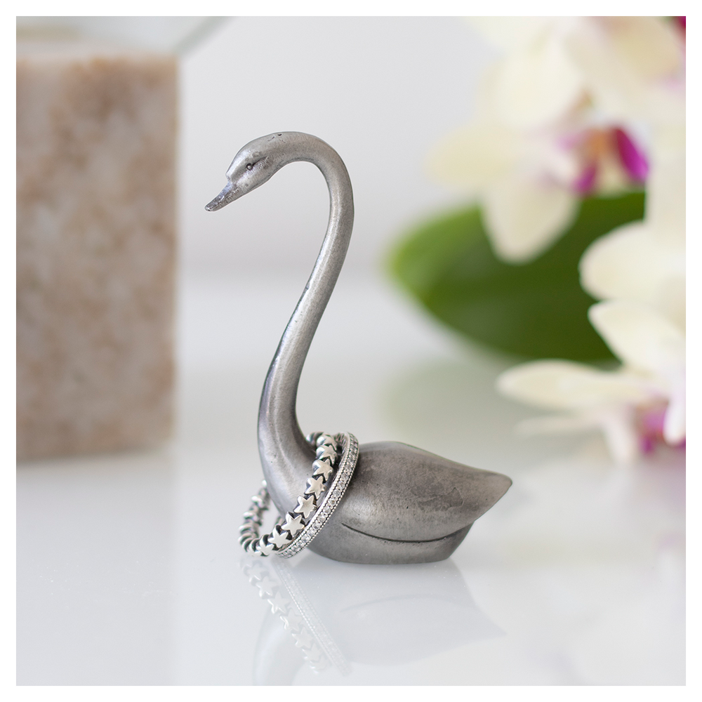 Eleanoras Metal Swan Ring Holder Jewellery Storage