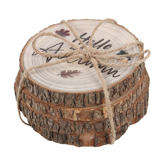 Eleanoras Hello Autumn Wood Slice Coaster Set PLACEMATS & COASTERS