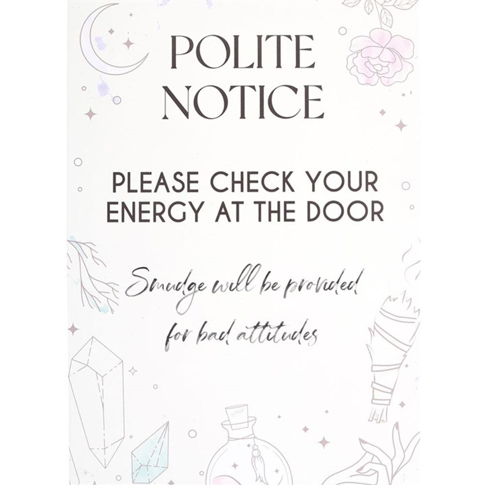 Eleanoras CHECK YOUR ENERGY METAL HANGING SIGN Signs & Plaques