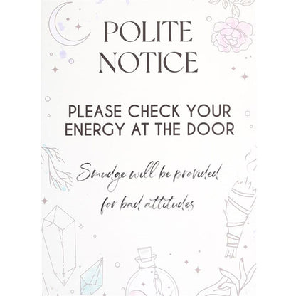 Eleanoras CHECK YOUR ENERGY METAL HANGING SIGN Signs & Plaques