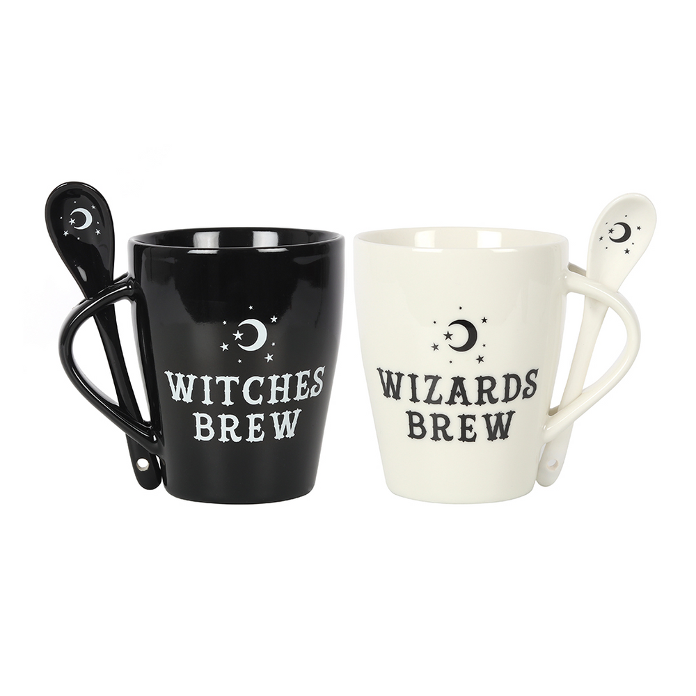 WITCH & WIZARD COUPLES MUG & SPOON SET