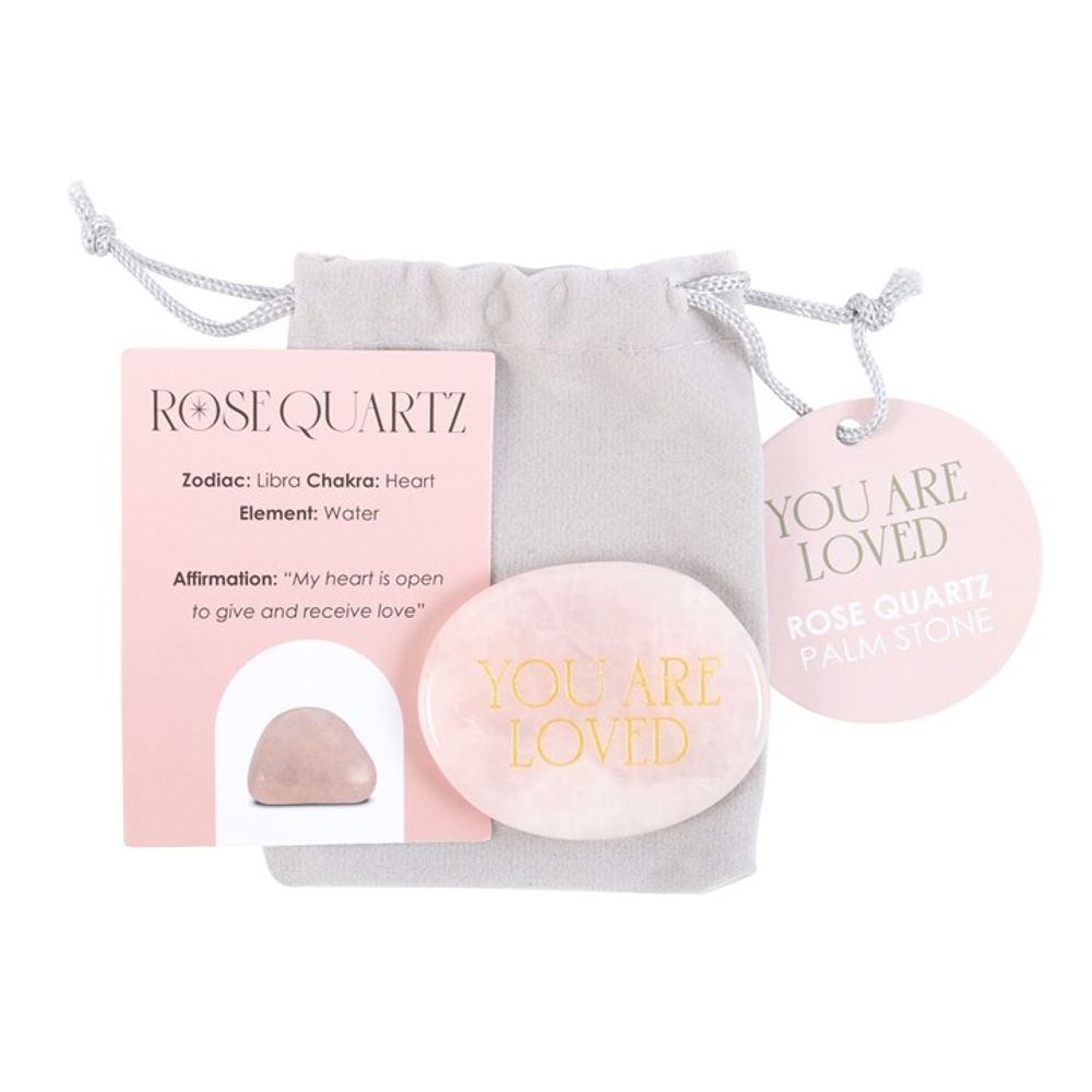 Eleanoras You Are Loved Rose Quartz Crystal Palm Stone Crystals