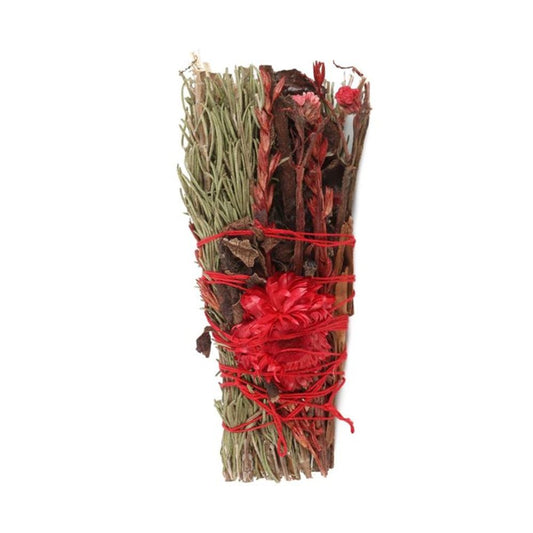 ROSEMARY & RED FLOWERS RITUAL WAND SMUDGE STICK 6in SMUDGE STICKS & BOWLS from Eleanoras