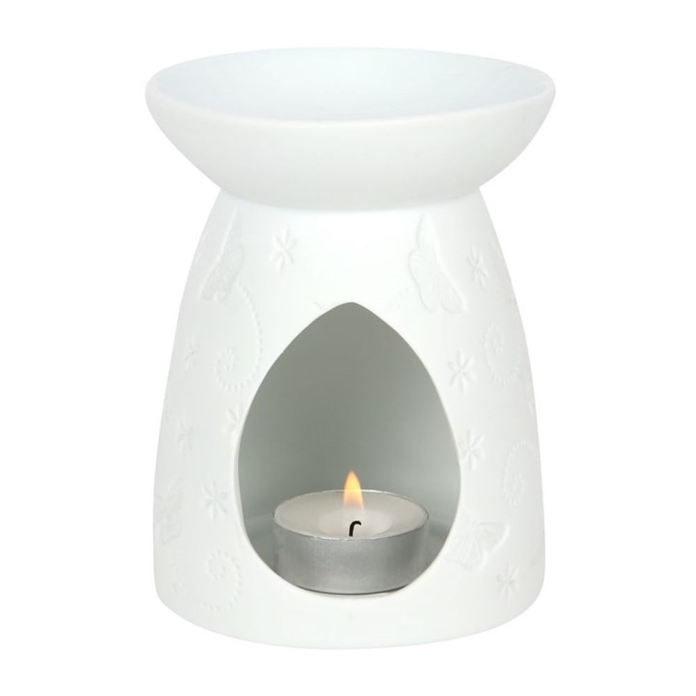 BUTTERFLY WHITE CERAMIC OIL BURNER